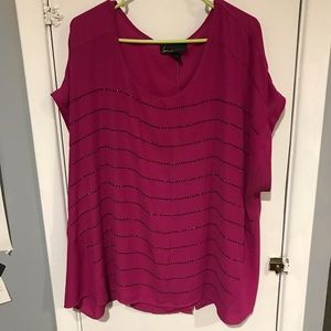Lane Bryant hot pink top gun metal dot accents